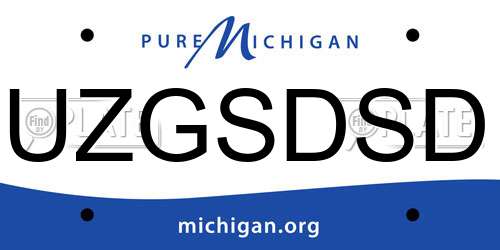 UZGSDSD Michigan License Plate