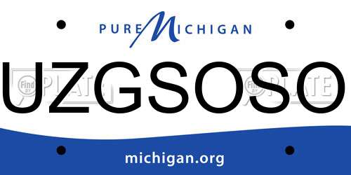 UZGSOSO Michigan License Plate