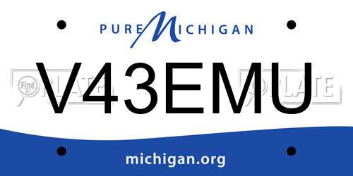 V43EMU Michigan License Plate