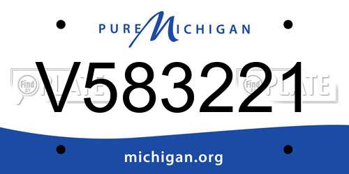 V583221 Michigan License Plate