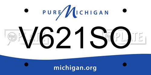 V621SO Michigan License Plate