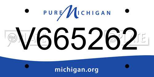 V665262 Michigan License Plate