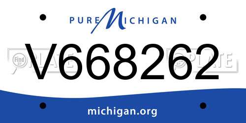 V668262 Michigan License Plate
