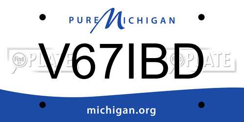 V67IBD Michigan License Plate