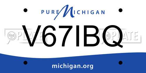 V67IBQ Michigan License Plate