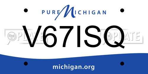V67ISQ Michigan License Plate