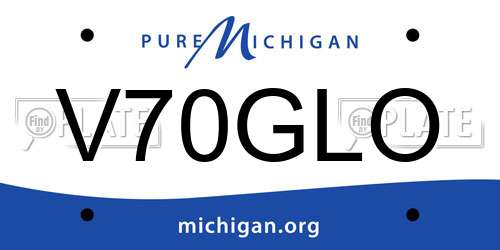 V70GLO Michigan License Plate