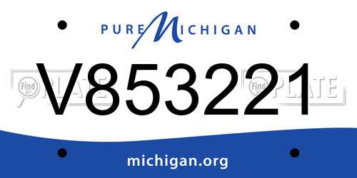 V853221 Michigan License Plate