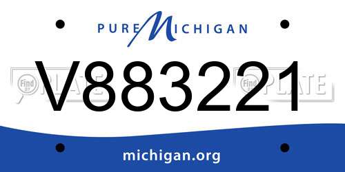 V883221 Michigan License Plate