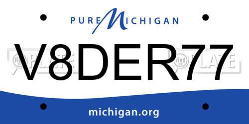 V8DER77 Michigan License Plate