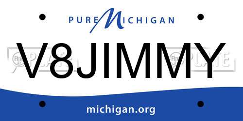 V8JIMMY Michigan License Plate