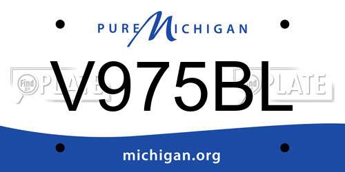 V975BL Michigan License Plate