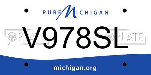 V978SL Michigan License Plate