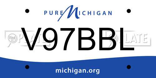 V97BBL Michigan License Plate