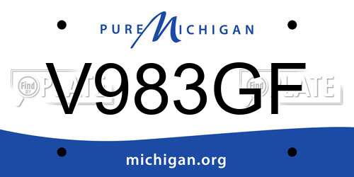 V983GF Michigan License Plate