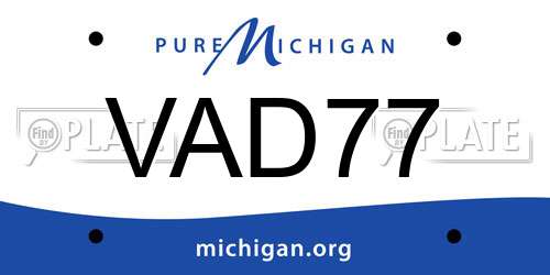 VAD77 Michigan License Plate