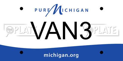 VAN3 Michigan License Plate
