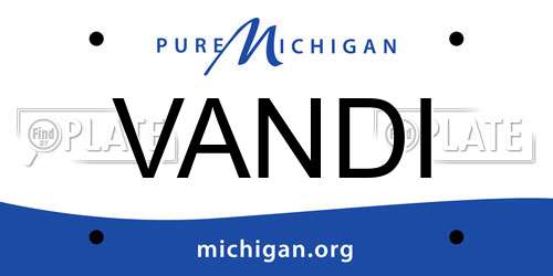 VANDI Michigan License Plate