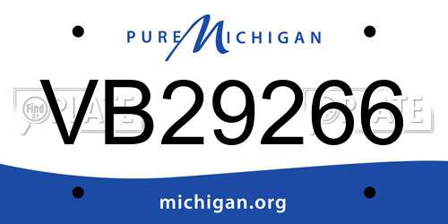 VB29266 Michigan License Plate