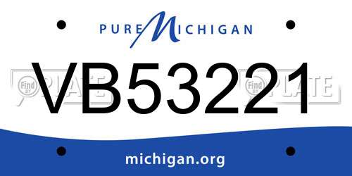 VB53221 Michigan License Plate