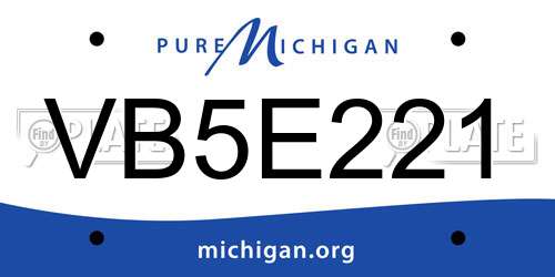 VB5E221 Michigan License Plate
