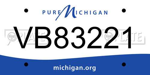 VB83221 Michigan License Plate