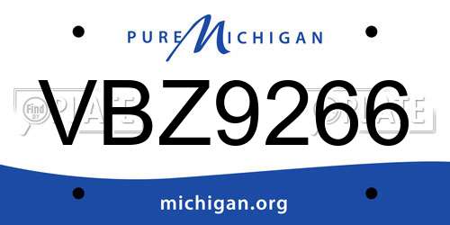 VBZ9266 Michigan License Plate