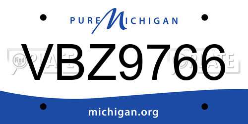 VBZ9766 Michigan License Plate