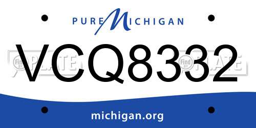 VCQ8332 Michigan License Plate