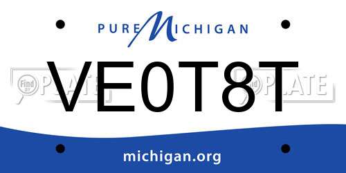 VE0T8T Michigan License Plate