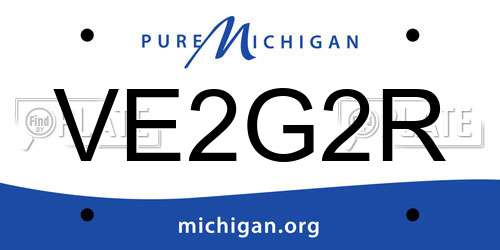 VE2G2R Michigan License Plate