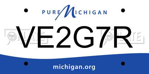 VE2G7R Michigan License Plate