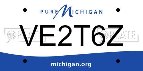 VE2T6Z Michigan License Plate