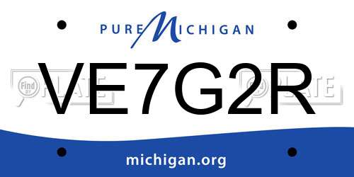 VE7G2R Michigan License Plate