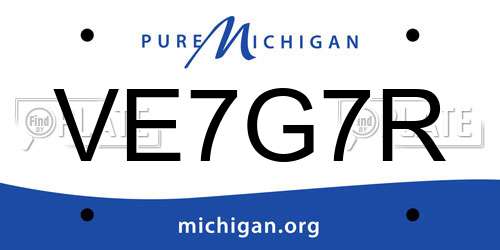VE7G7R Michigan License Plate