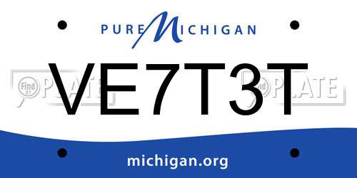 VE7T3T Michigan License Plate