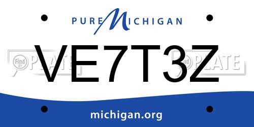 VE7T3Z Michigan License Plate