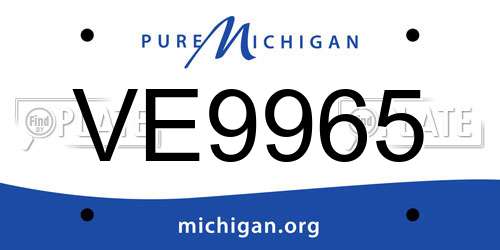 VE9965 Michigan License Plate