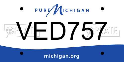 VED757 Michigan License Plate