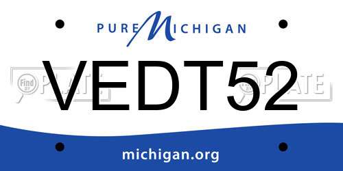 VEDT52 Michigan License Plate