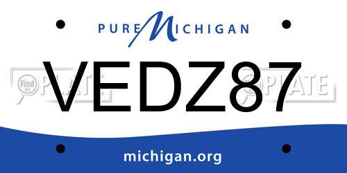 VEDZ87 Michigan License Plate