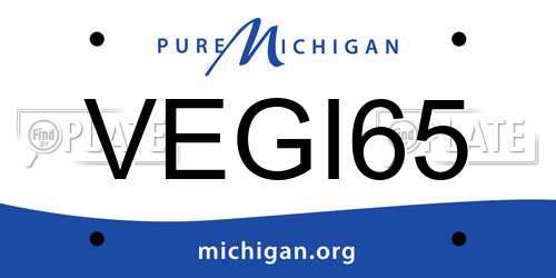 VEGI65 Michigan License Plate