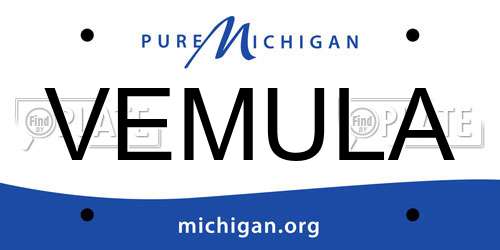 VEMULA Michigan License Plate