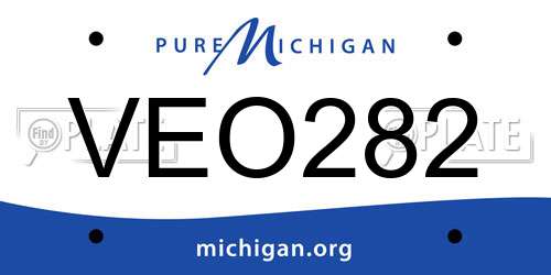 VEO282 Michigan License Plate