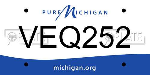 VEQ252 Michigan License Plate