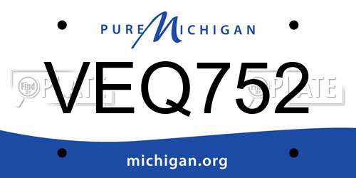 VEQ752 Michigan License Plate