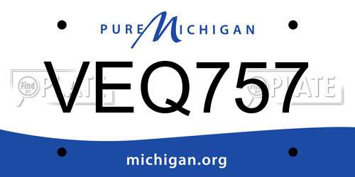 VEQ757 Michigan License Plate