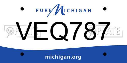 VEQ787 Michigan License Plate