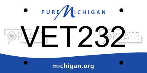 VET232 Michigan License Plate