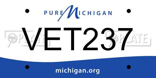 VET237 Michigan License Plate